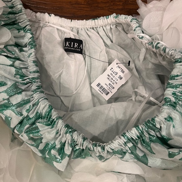 DRAMATIC FLORAL PUFF DETAIL STRAPLESS MINI DRESS - SIZE M - Picture 5 of 7